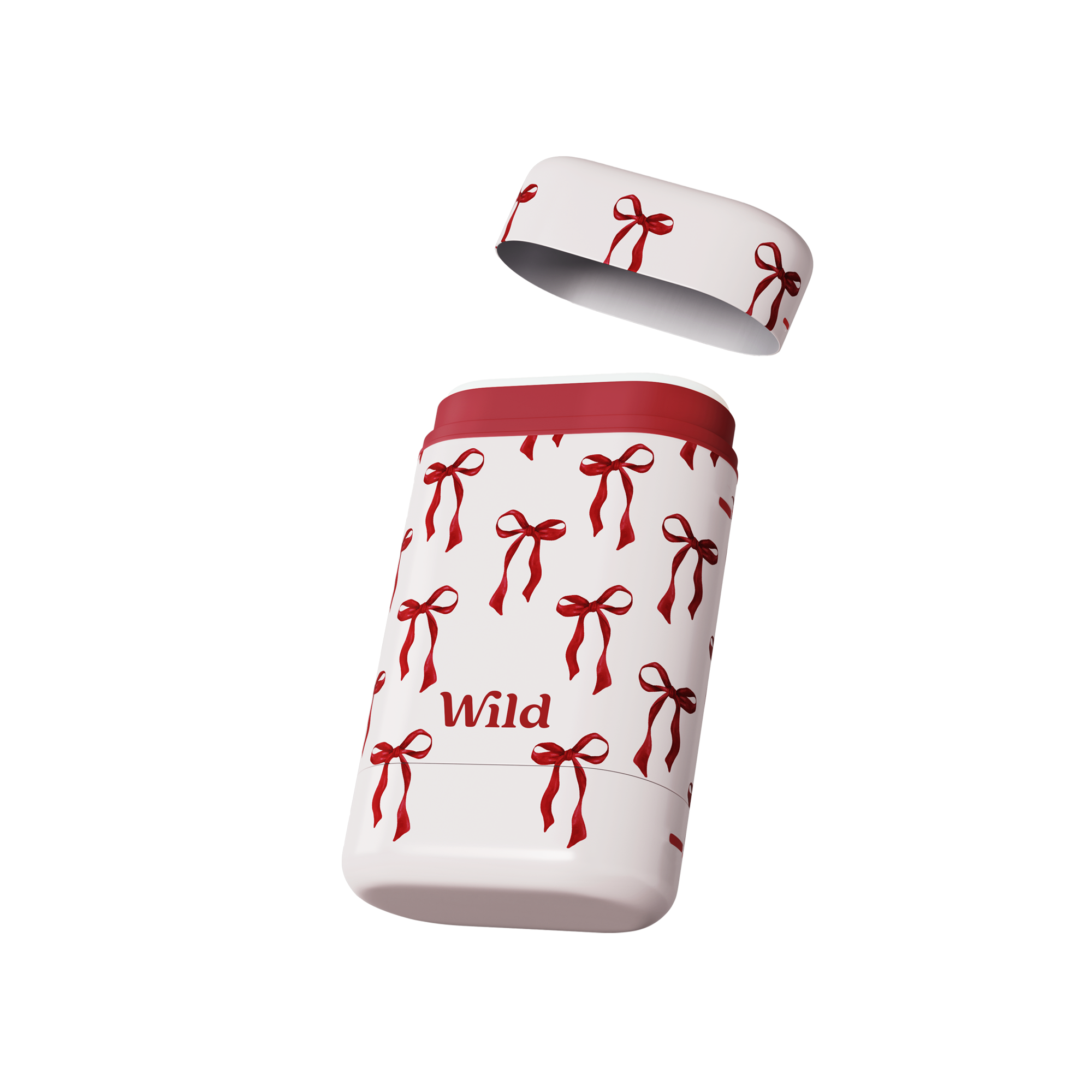 Didascalia: un vaso di ceramica rosso e bianco con un fiocco rosso