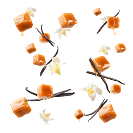 Bildunterschrift: ein Bild von einer Art Dessert auf einer weißen Fläche