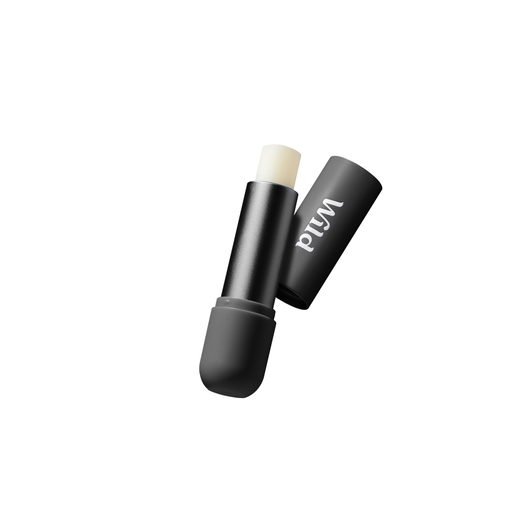 Bildunterschrift: Nahaufnahme eines schwarzen und weißen Lippenstifts