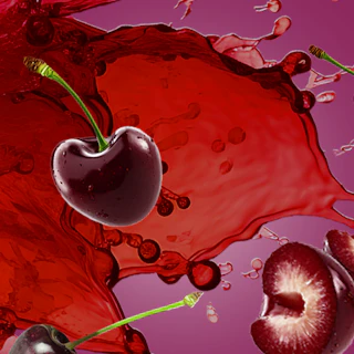 Caption: a red liquid pouring into a red apple