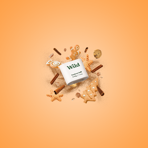 Légende : un fond orange avec des biscuits au gingembre et un panneau indiquant "wwdd".