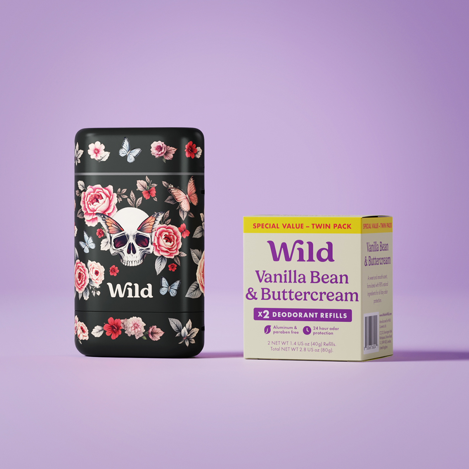 Caption: a box of wild vanilla bean and butter cream next to a box of wild vanilla