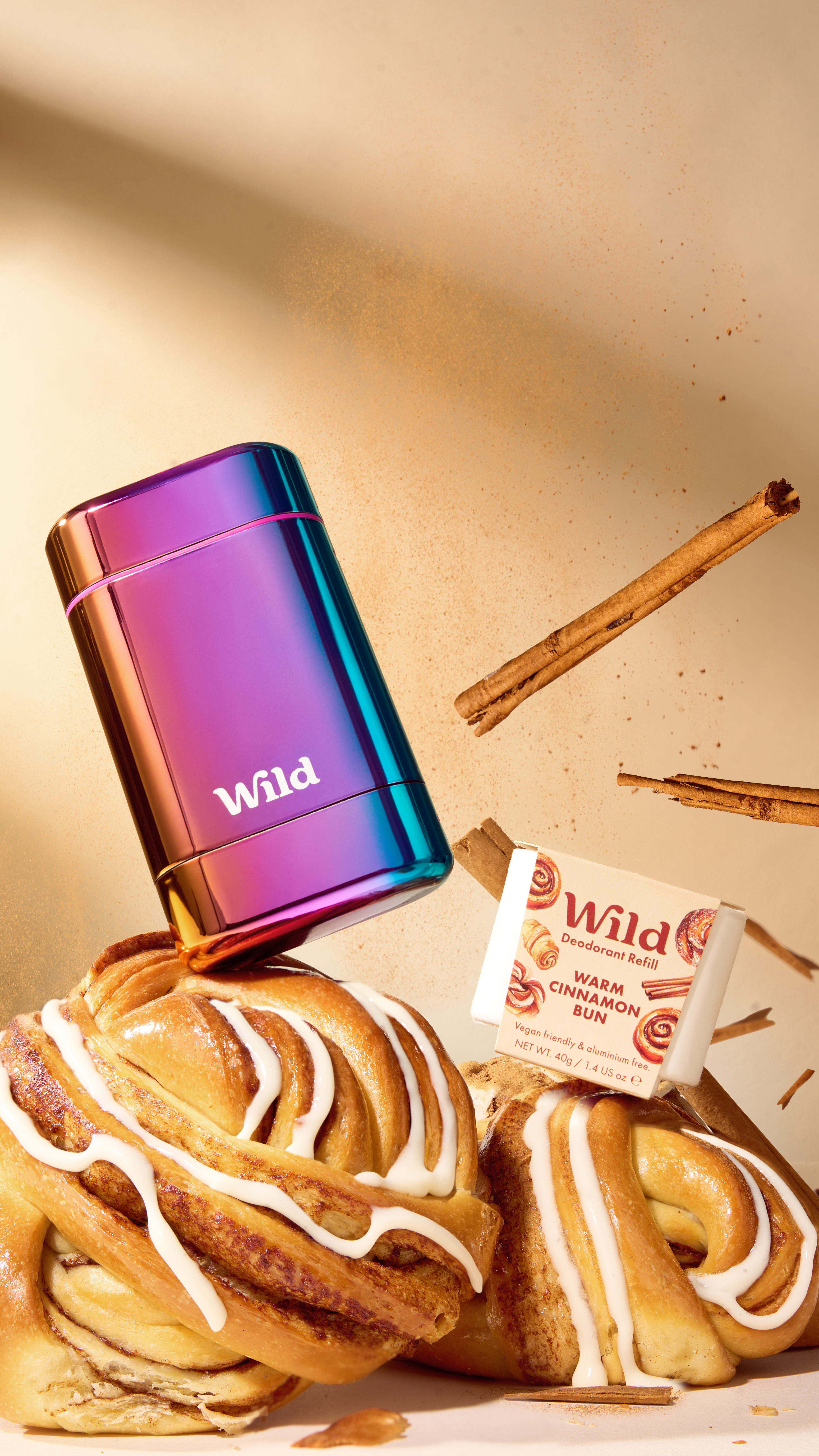 Caption: a couple of cinnamon rolls sitting on top of each other