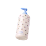 Caption: a blue and white baby bottle with bees on it