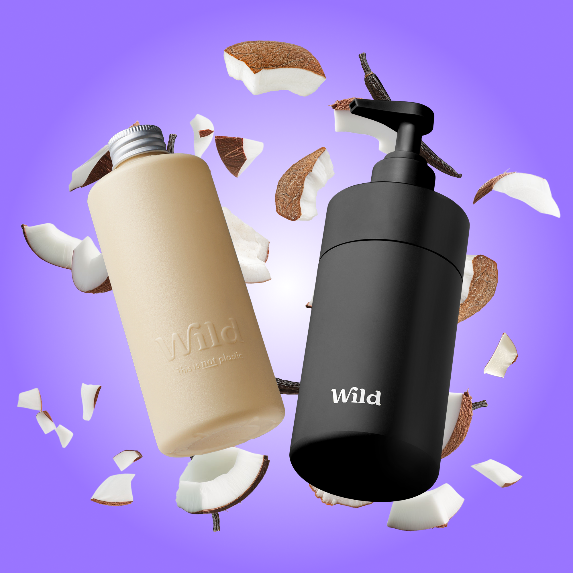 Bildunterschrift: zwei nebeneinander liegende Flaschen