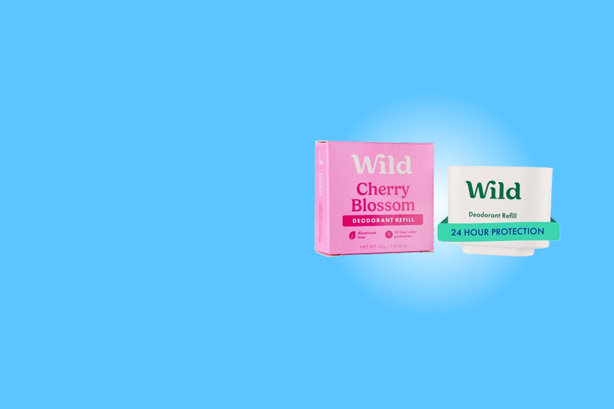 Caption: two boxes of wild cherry blossom on a blue background