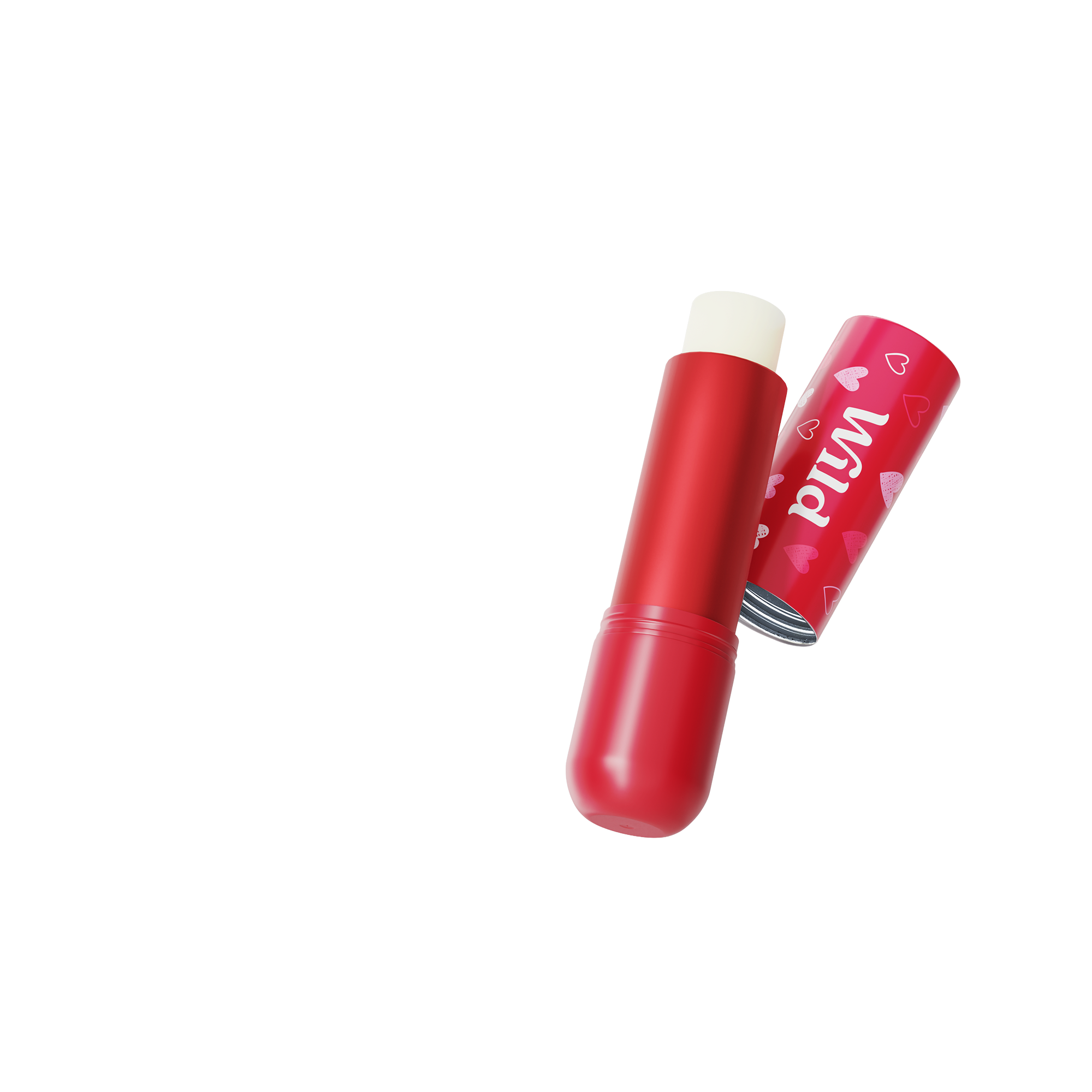 Caption: a red lip bale and a white lip bale