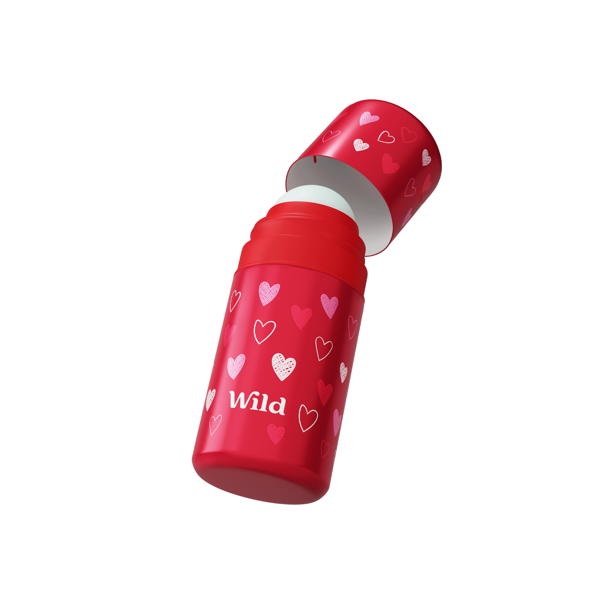 Caption: a red water bottle with hearts on it