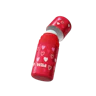 Caption: a red water bottle with hearts on it