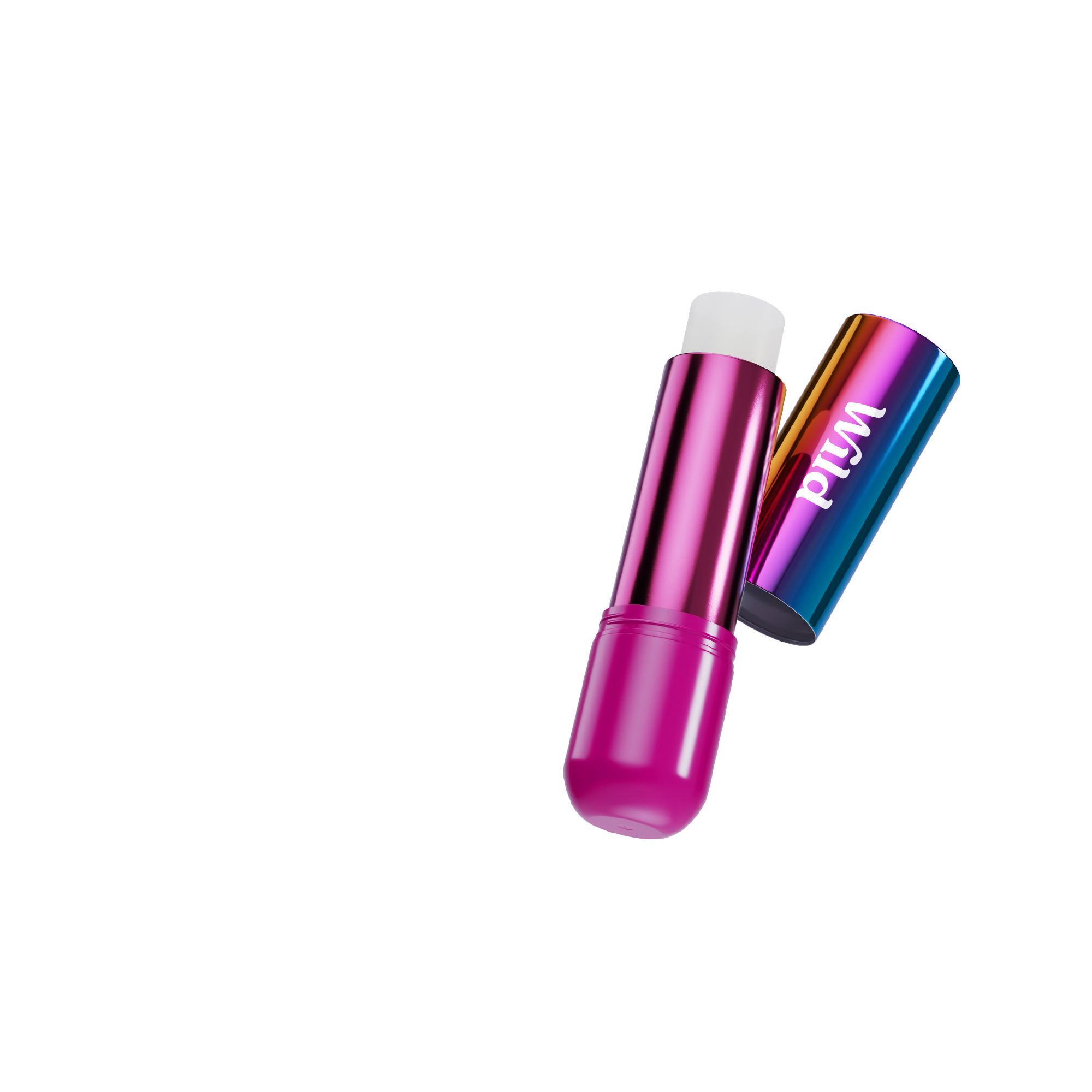 Didascalia: un rossetto rosa accanto a un rossetto viola