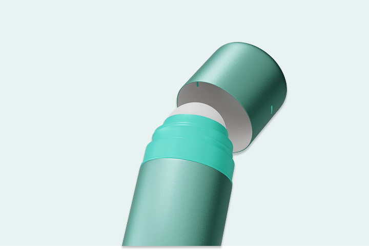 Caption: a close up of a green water bottle on a white background