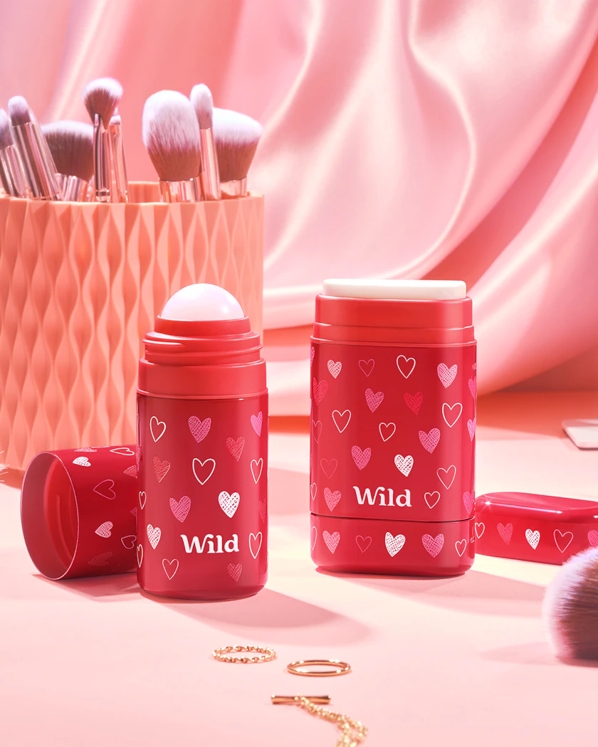 Caption: a close up of a jar of makeup on a table