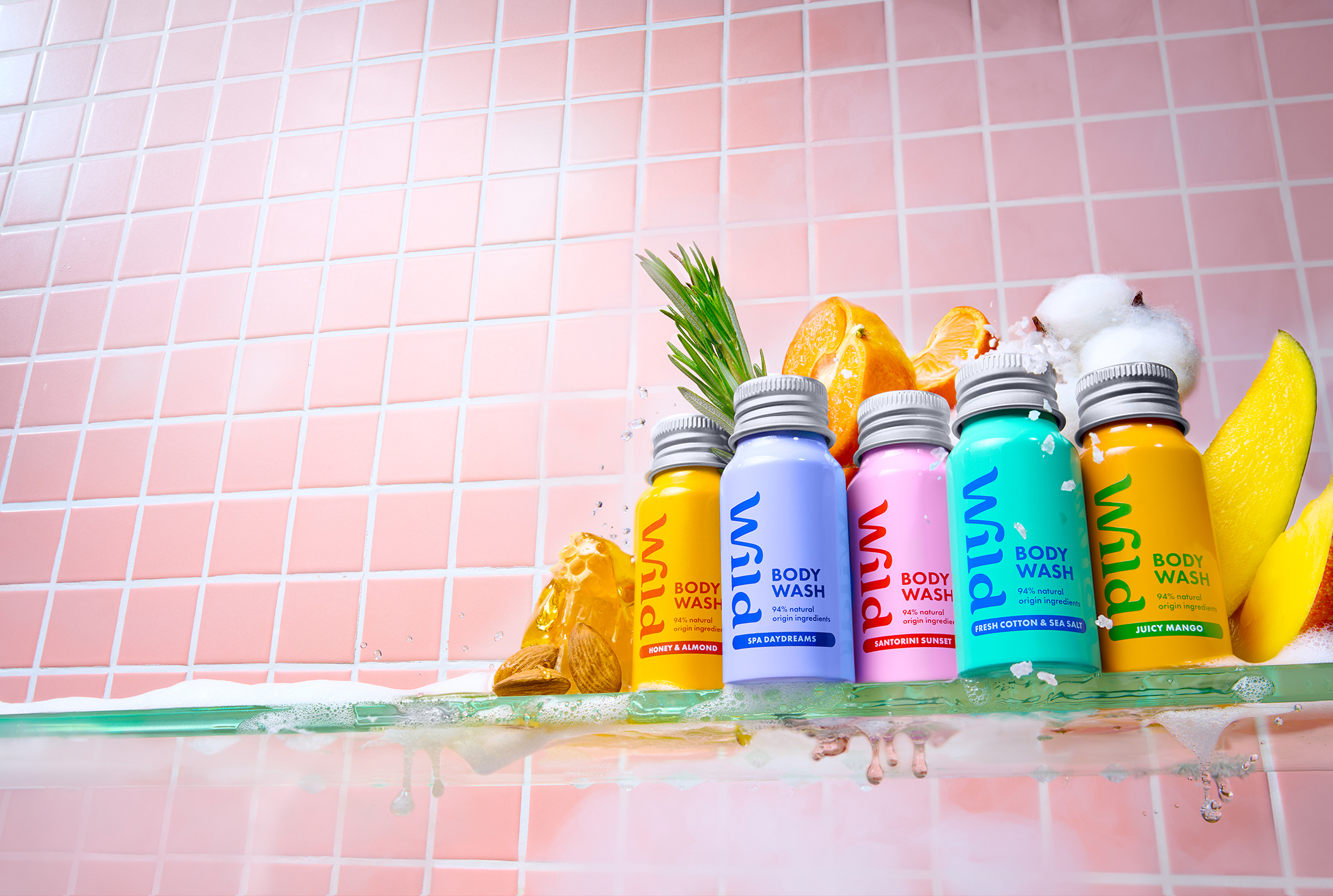 Caption: a group of bottles of vitamin water sitting on top of a counter