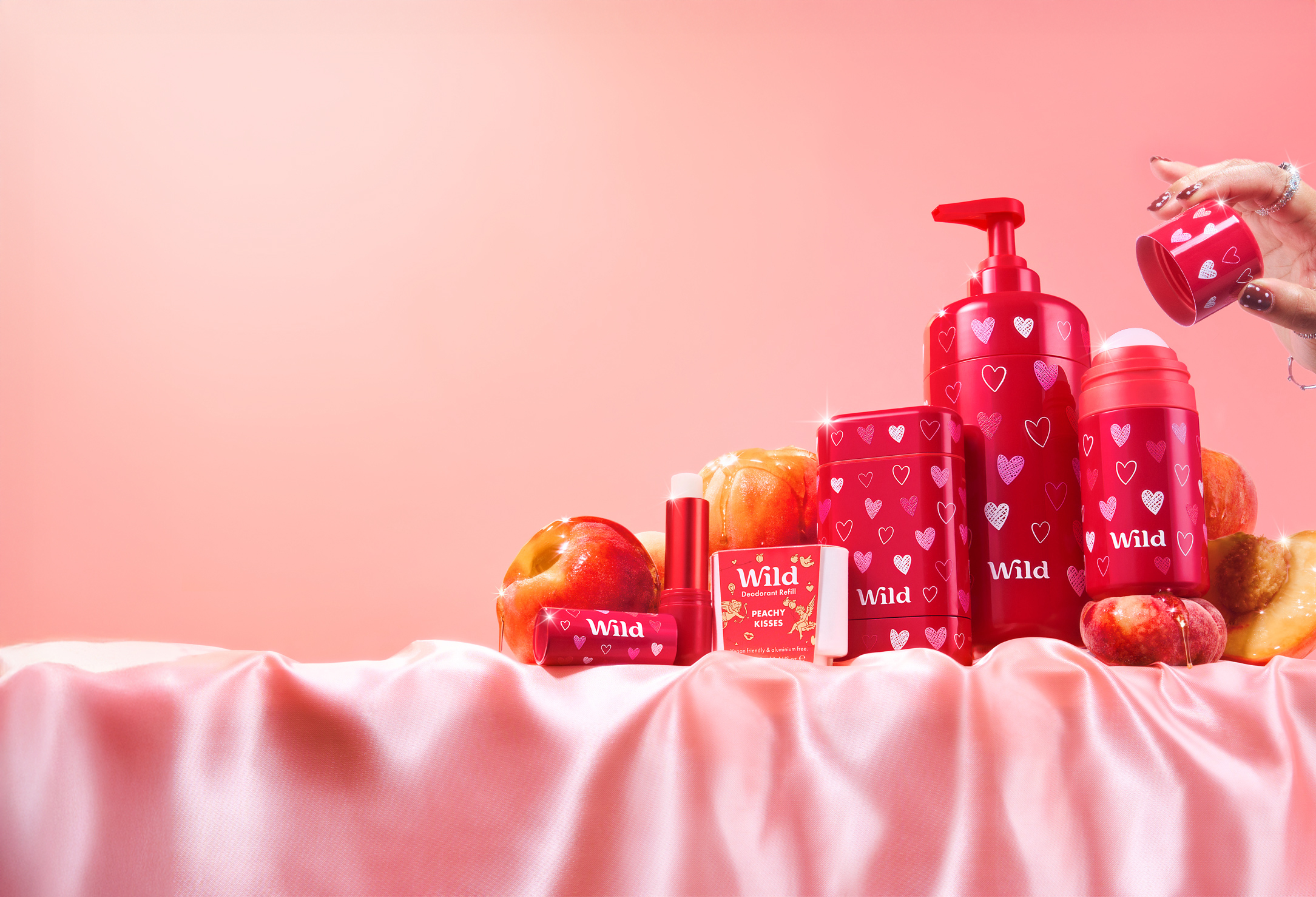 Caption: a table topped with lots of red items