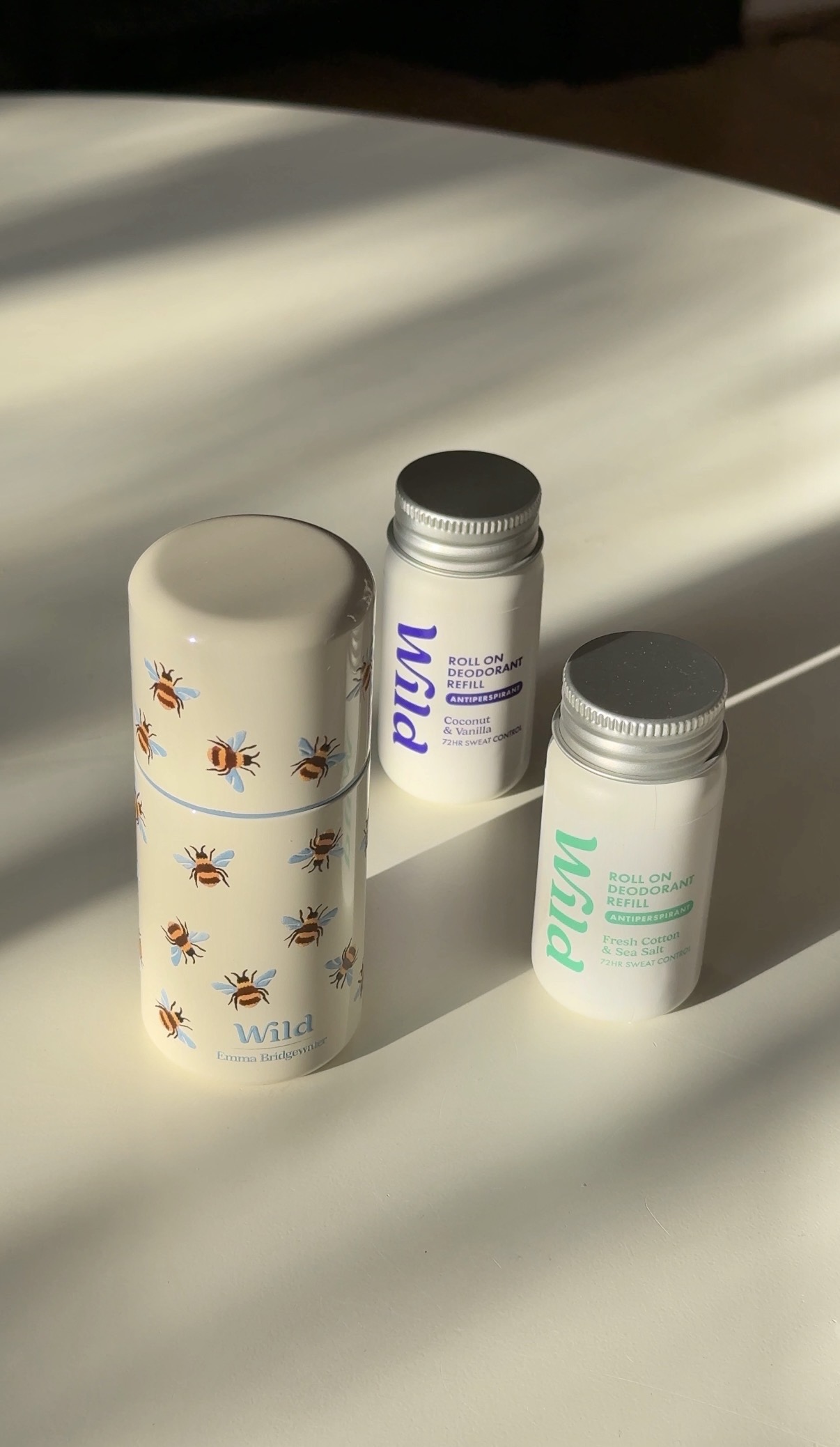 Caption: a table with two jars on top of it