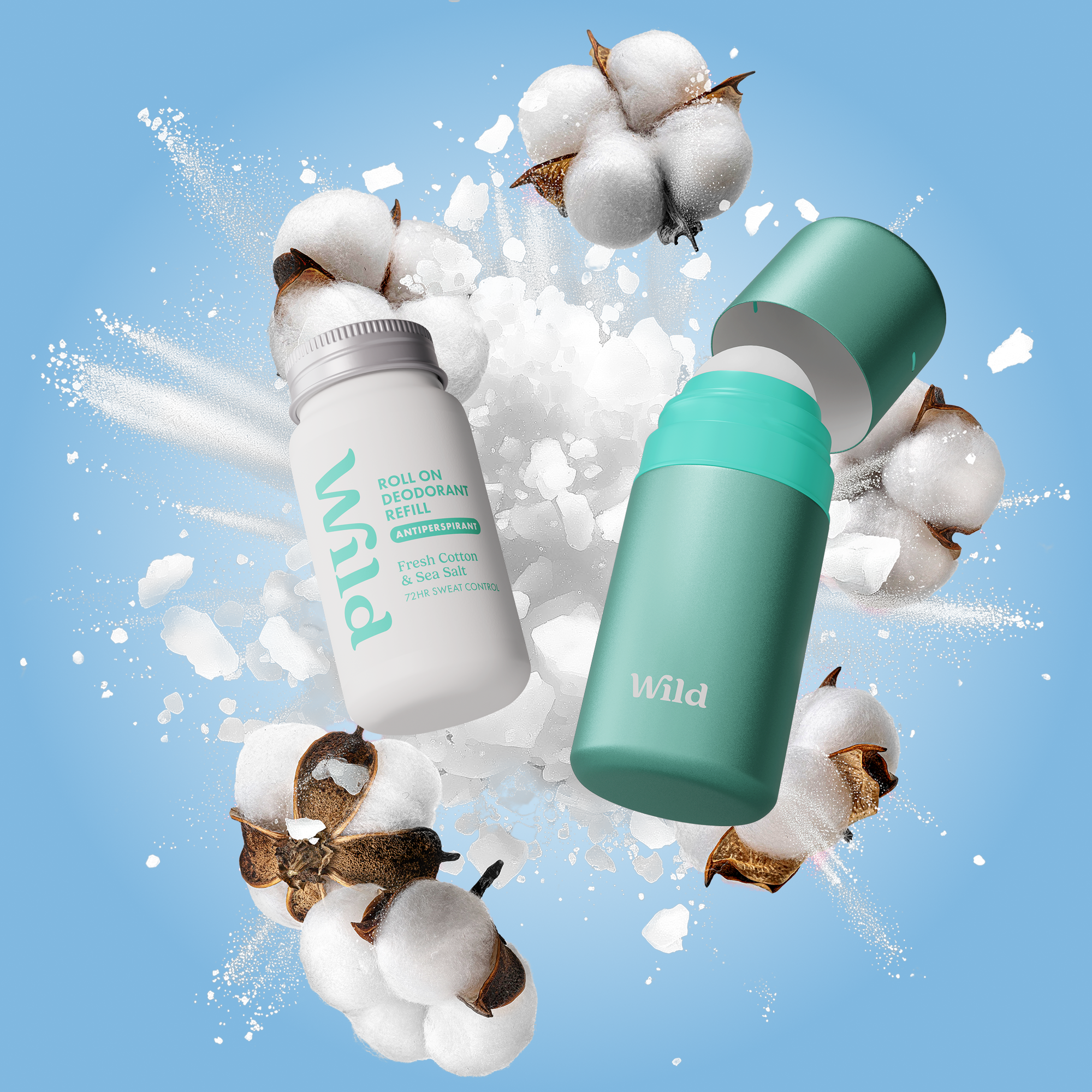 Bildunterschrift: Ein paar Flaschen neben etwas Baumwolle