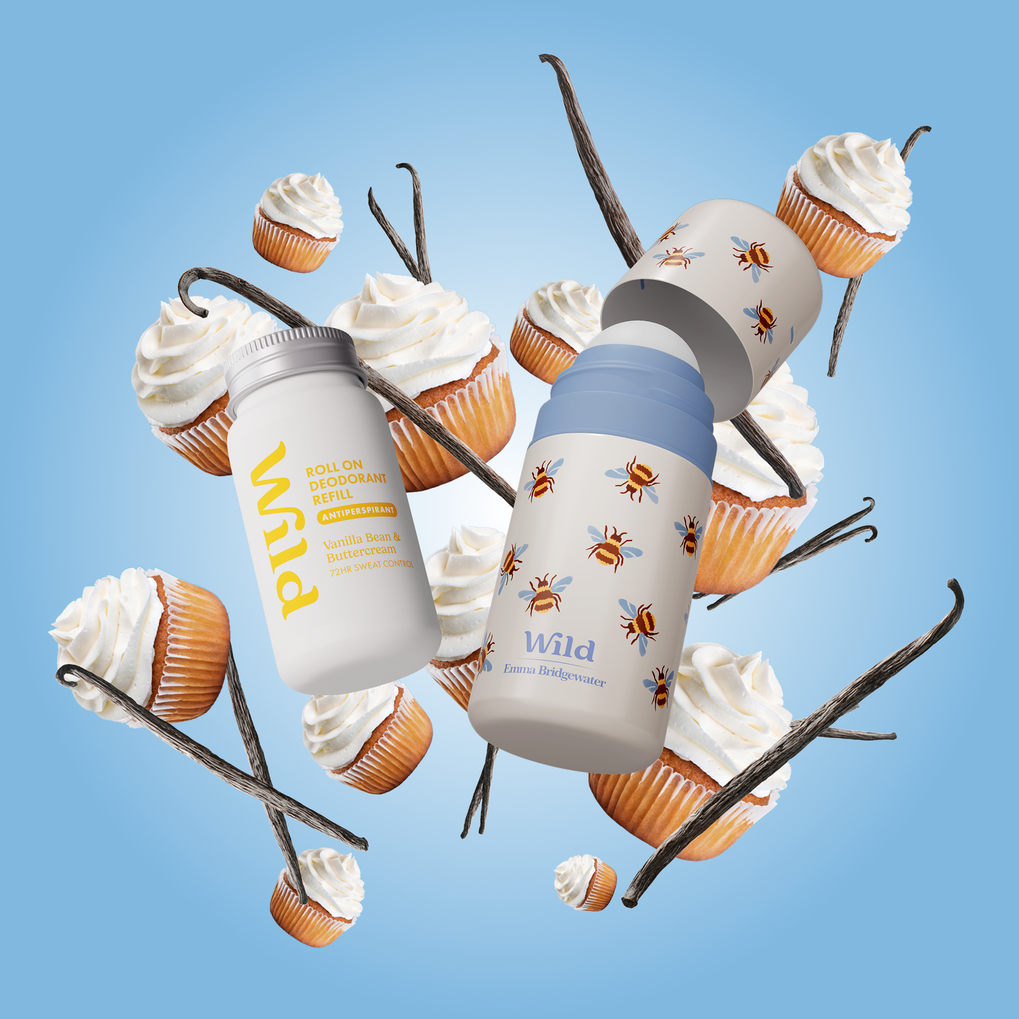 Bildunterschrift: Ein Stapel Cupcakes mit Zuckerguss