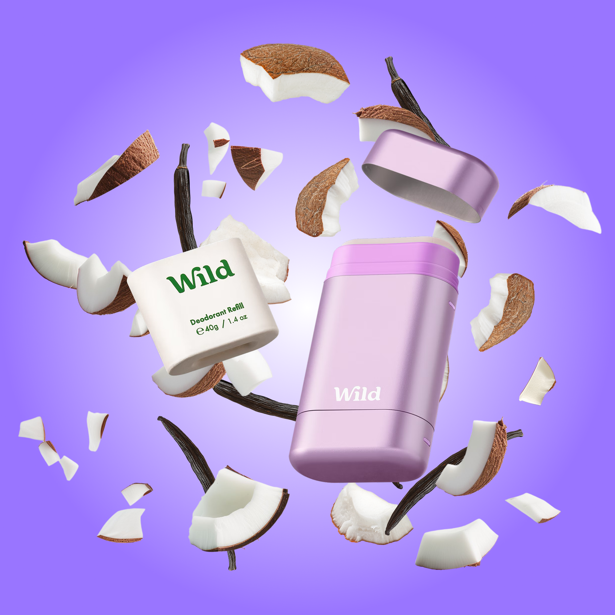 Bildunterschrift: verschiedene Arten von Gegenständen auf violettem Hintergrund