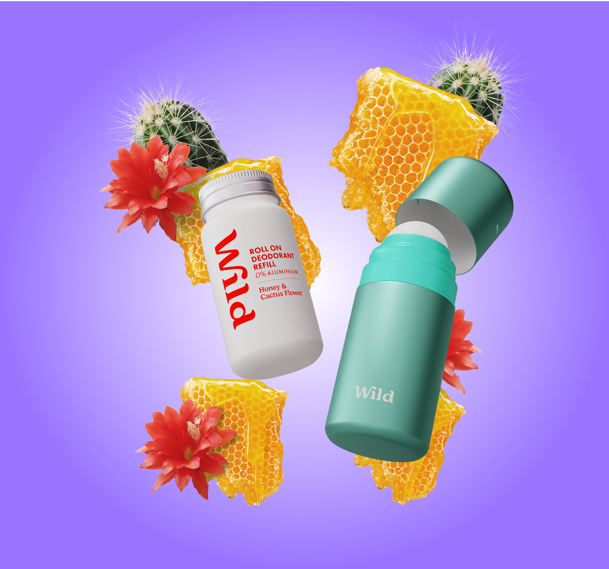 Bildunterschrift: Eine Flasche Vitaminwasser neben einem Kaktus