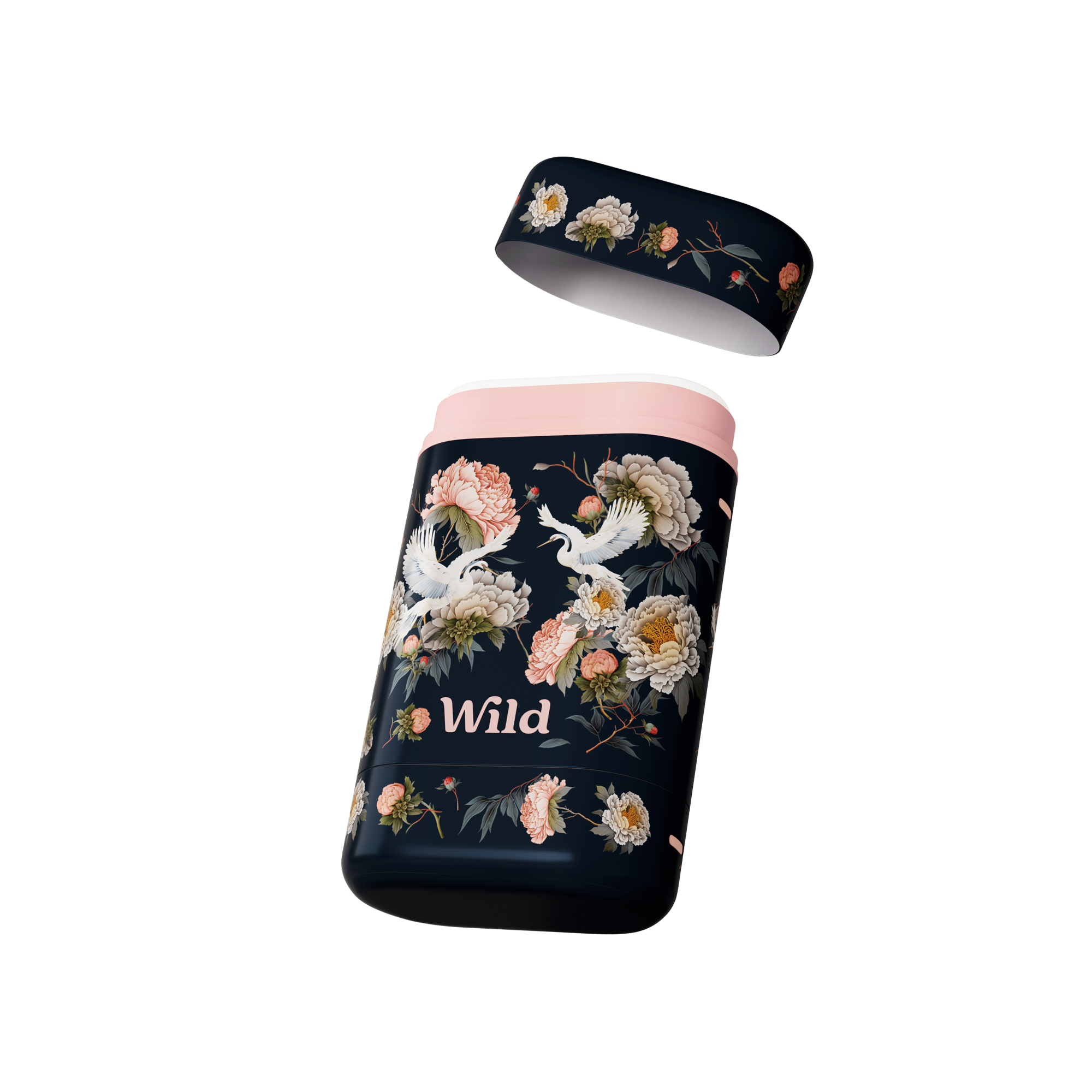 Didascalia: una tazza nera e rosa con dei fiori disegnati sopra