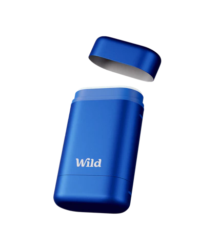 Caption: a blue lighter with the word wild on it