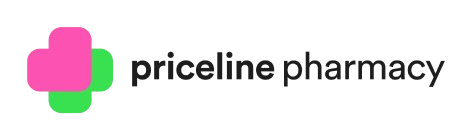 Caption: a pink and green logo for a pharmacy