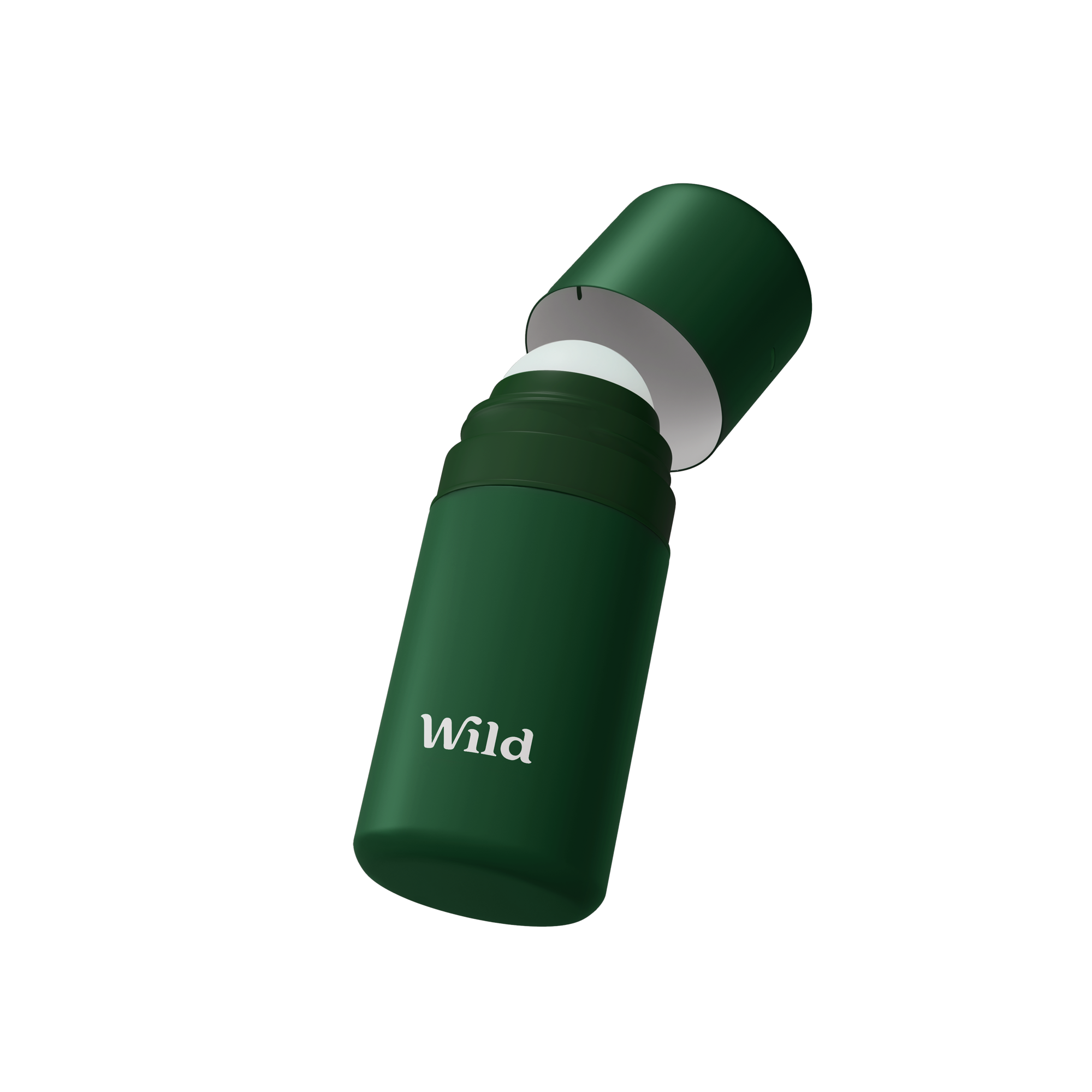 Caption: a green water bottle with the word wild printed on it