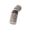 Caption: a bottle with a leopard print on it