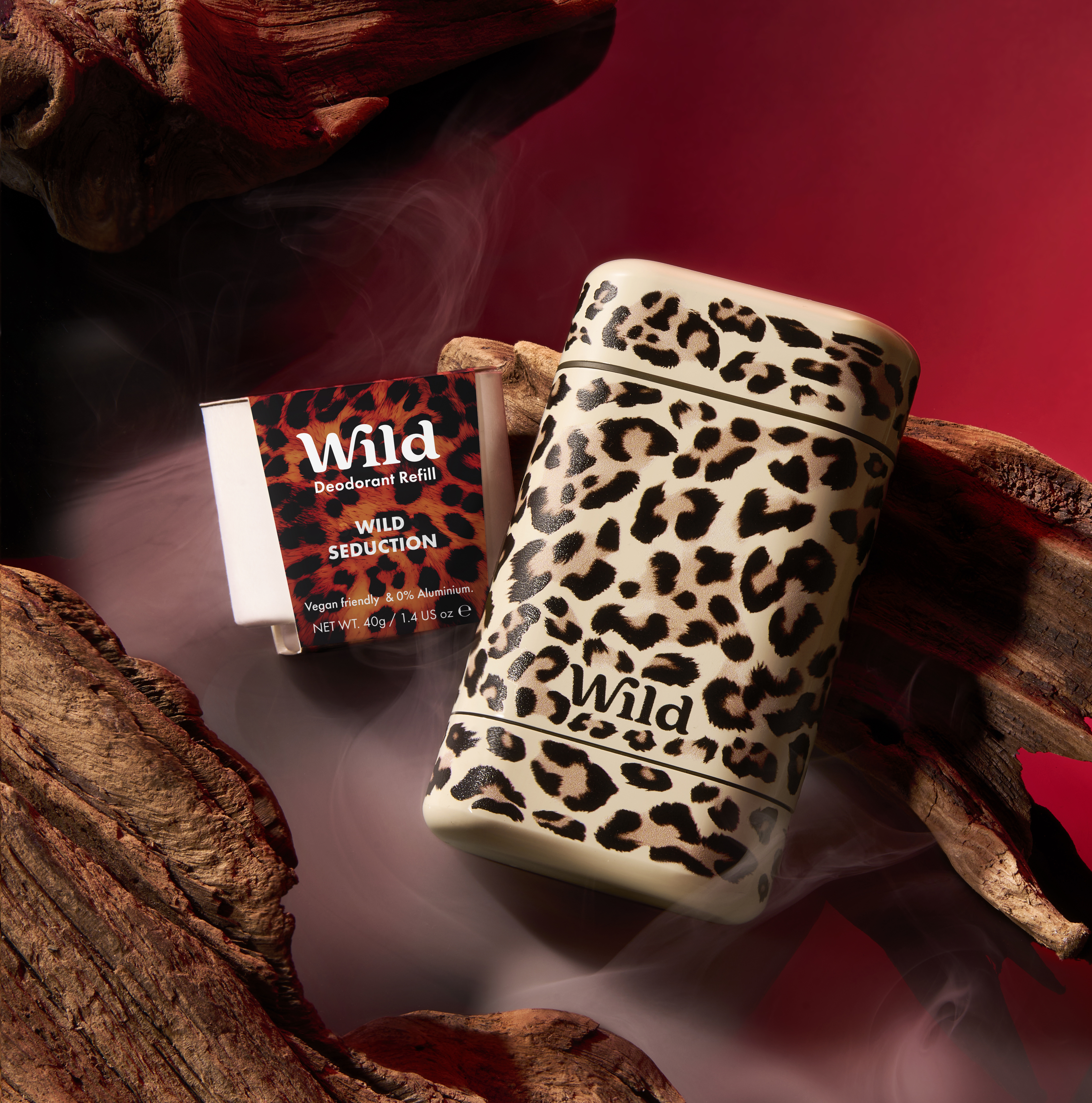 Caption: a lighter sitting on top of a wooden log