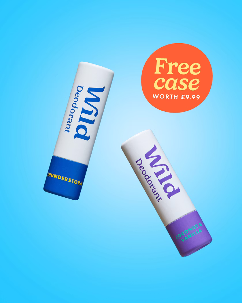 Caption: a tube of toothpaste and a tube of mouthwash on a blue background