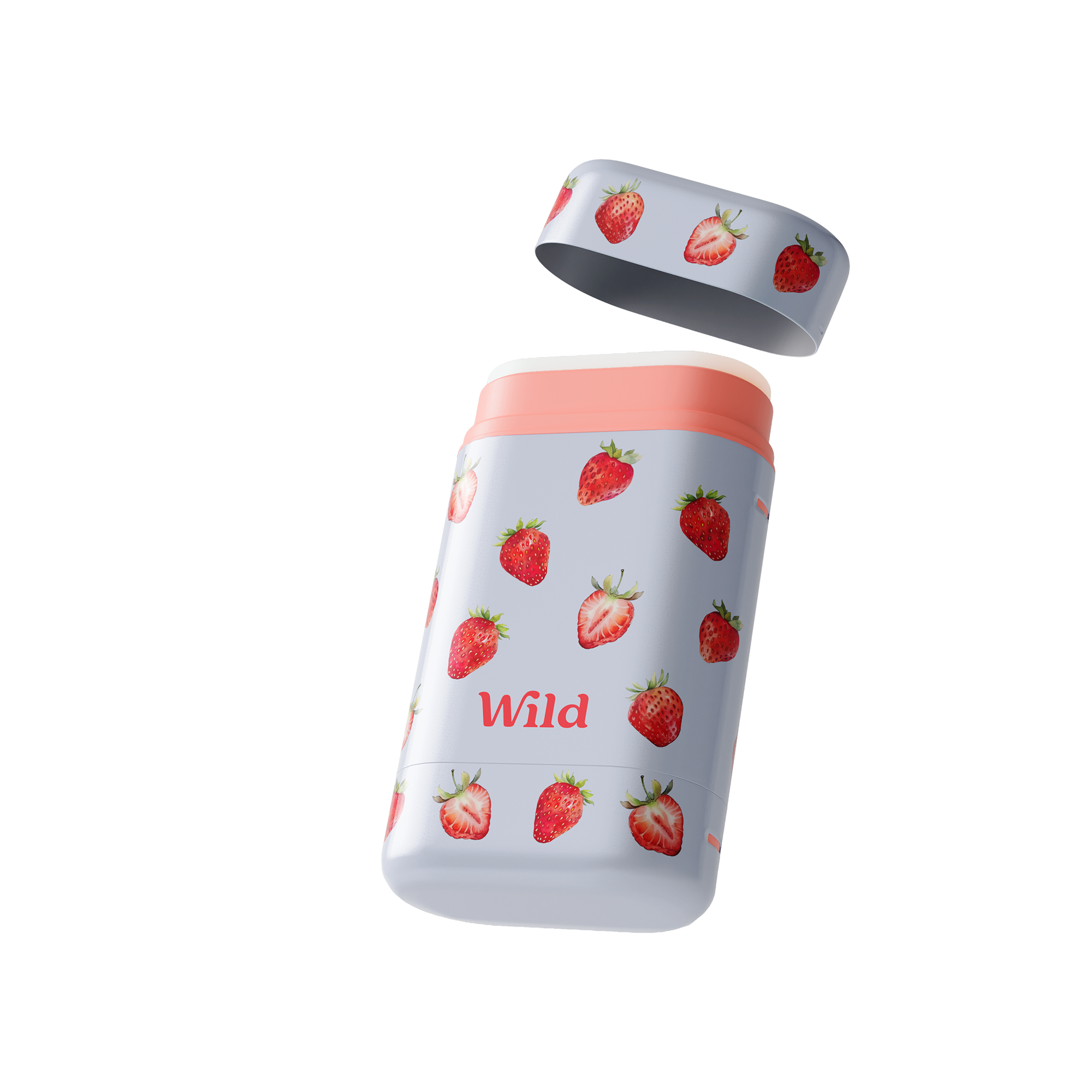 Caption: a bottle with strawberries printed on it