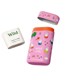 Caption: a pink case with a rabbit pattern and a pink band around it