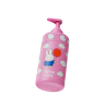 Caption: a pink baby bottle with a rabbit on it