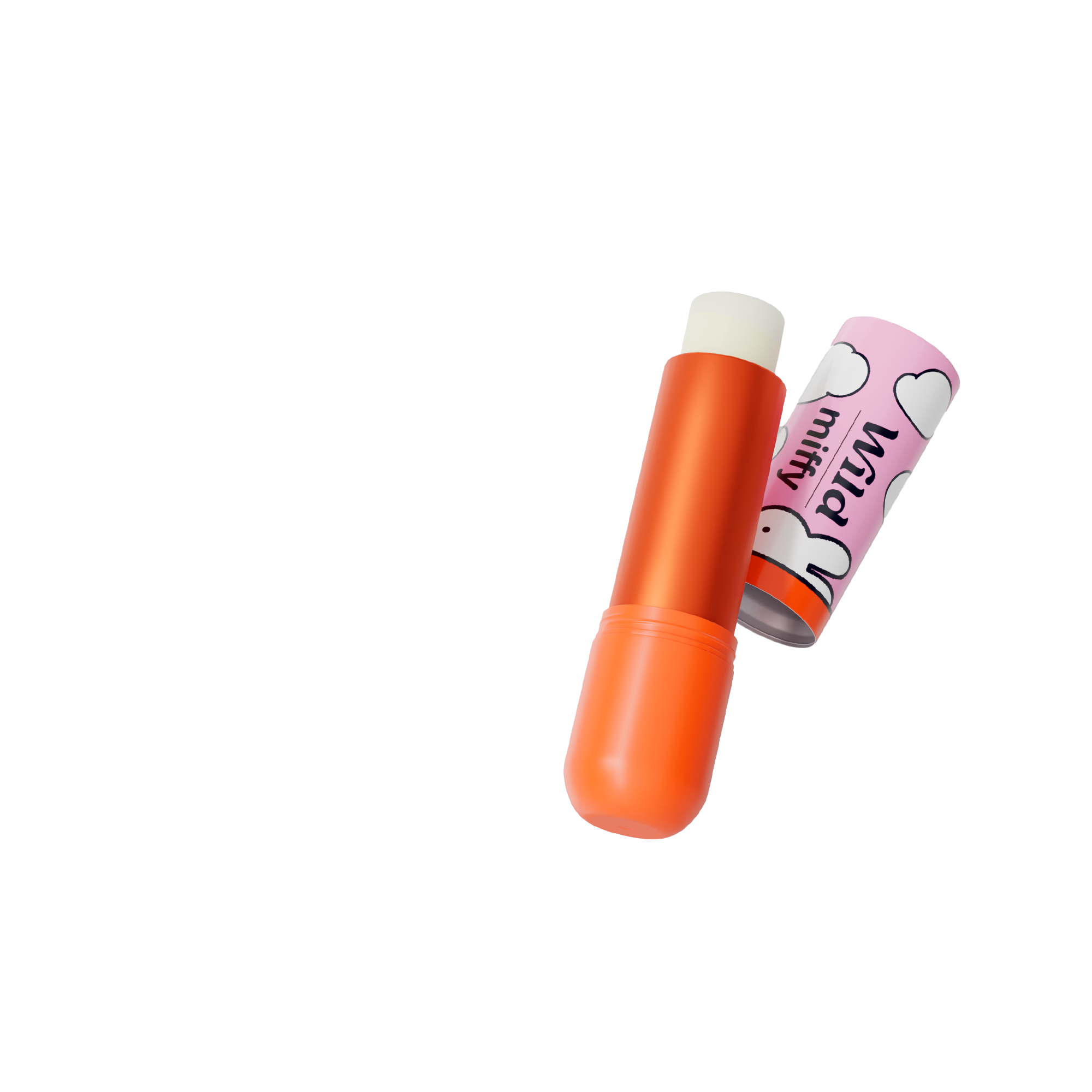 Caption: two orange and white lip bales on a white background