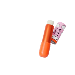 Caption: two orange and white lip bales on a white background