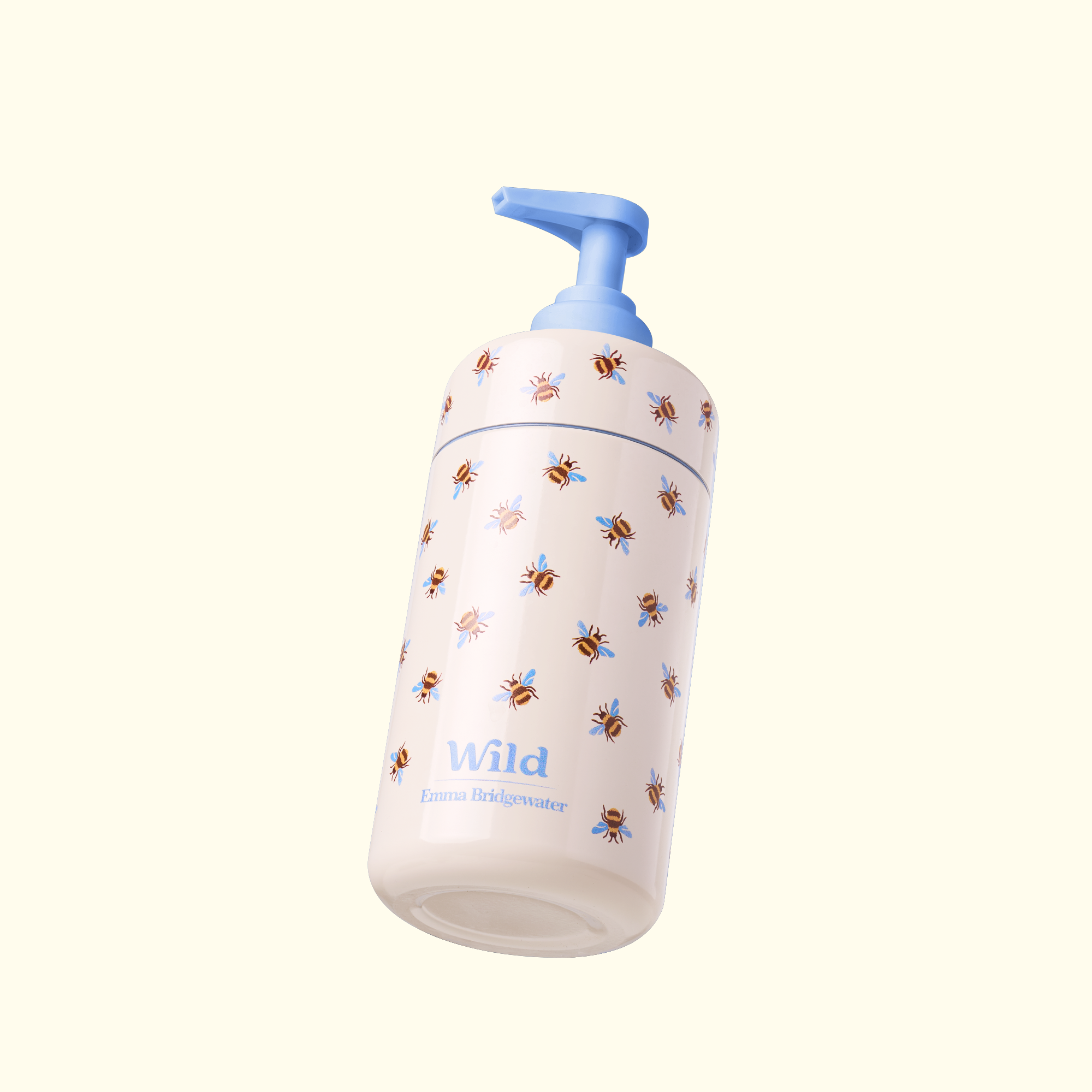 Caption: a baby bottle with a blue handle hanging from it's side
