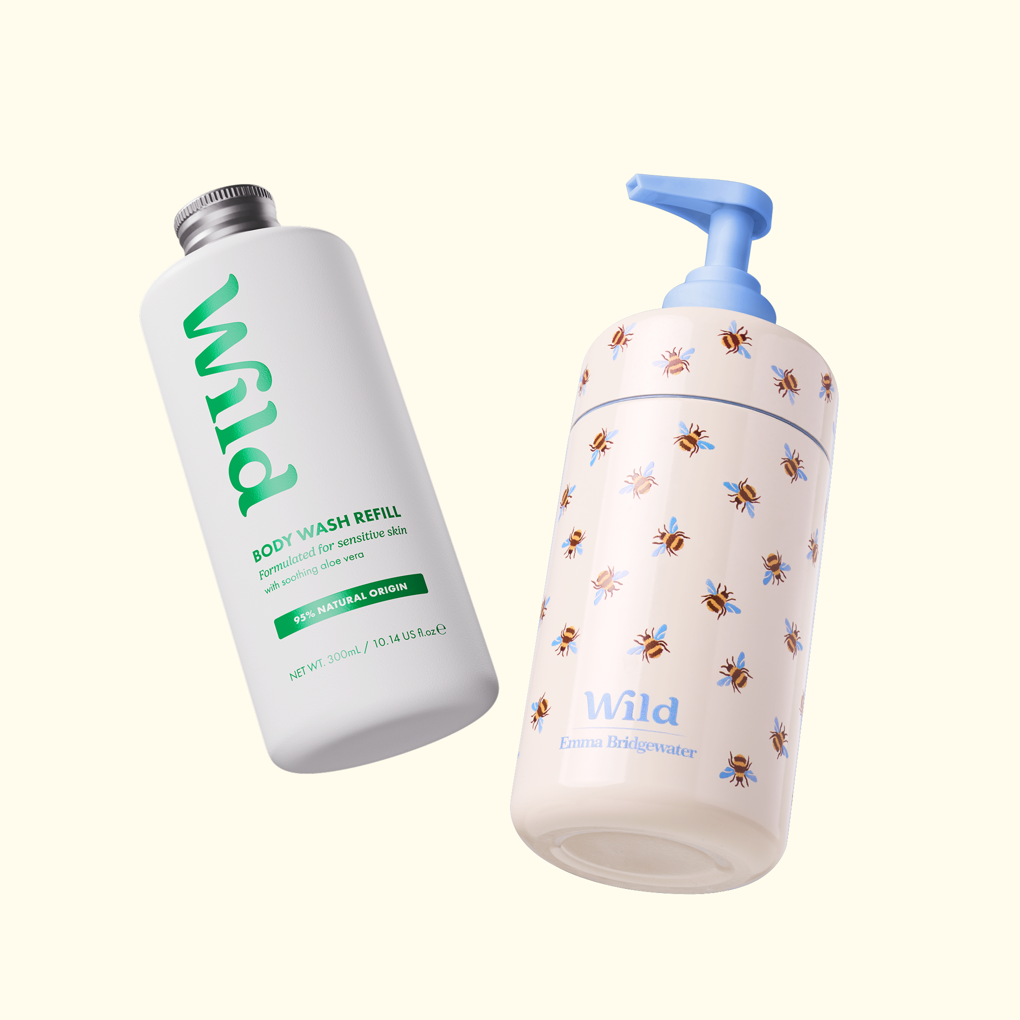 Caption: a bottle of lotion next to a hand sanitizer