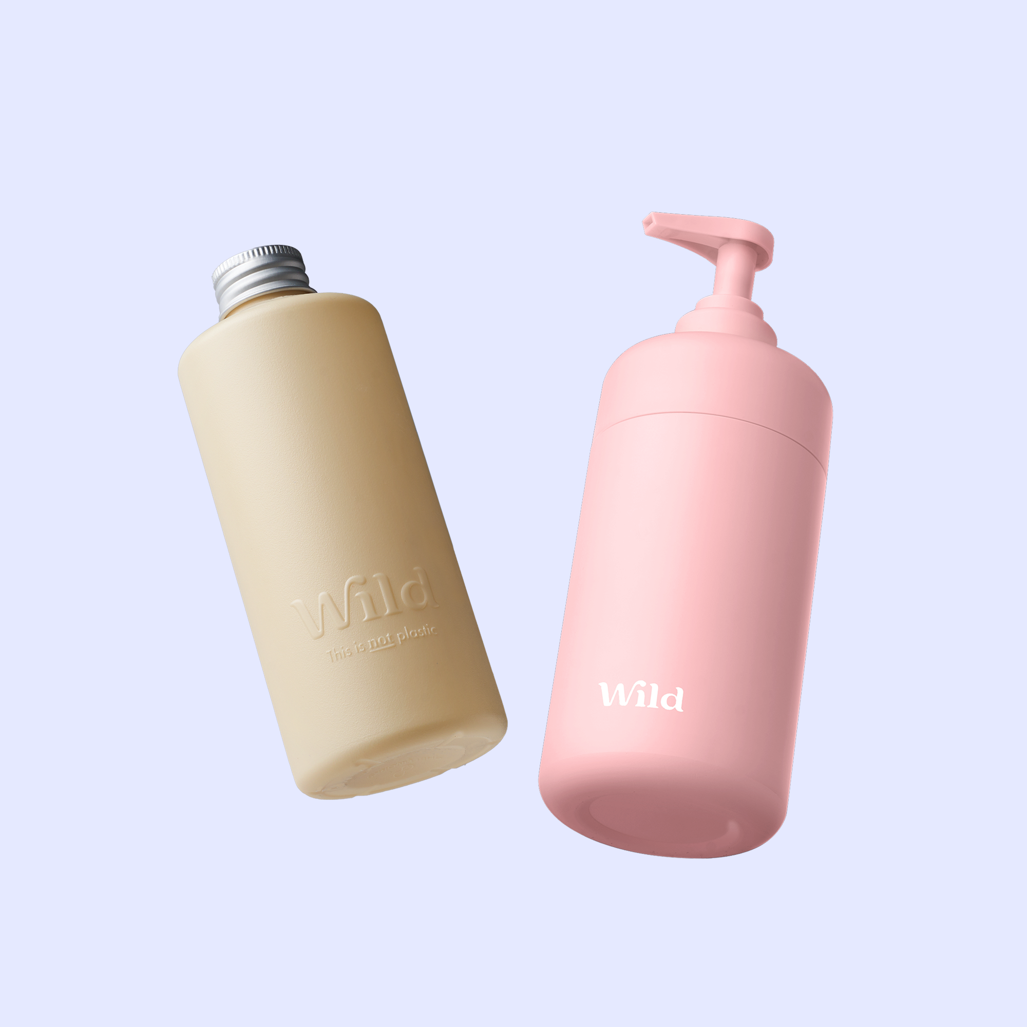 Caption: a bottle and a bottle of soap on a blue background