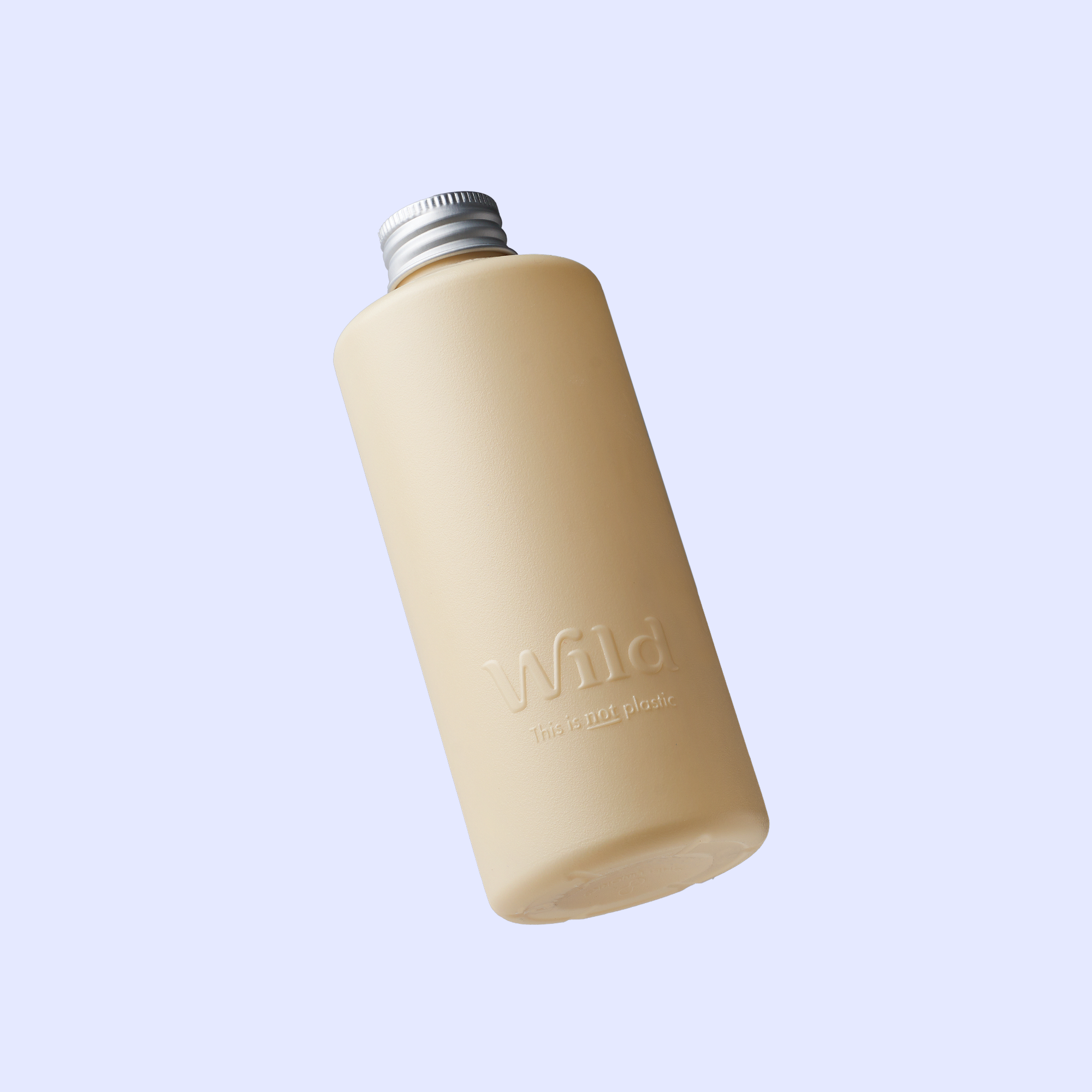 Caption: a tan water bottle floating in the air