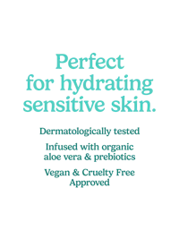 Caption: a black and white photo with the words perfect for hydrating sensitive skin