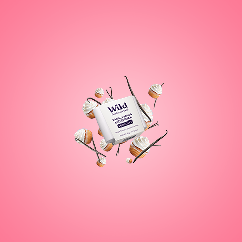 Bildunterschrift: ein rosa Hintergrund mit einer Reihe von Cupcakes darauf