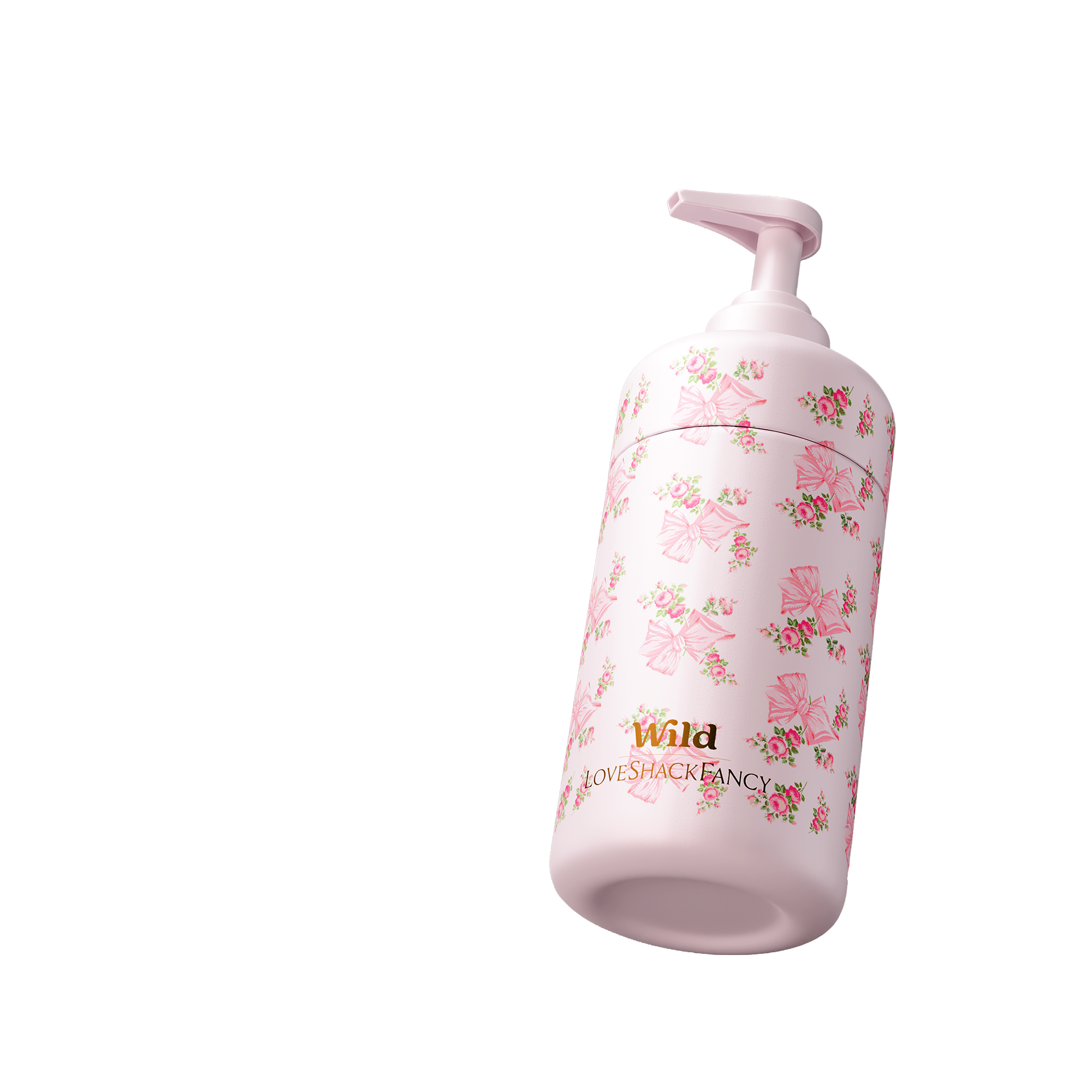 Caption: a baby bottle with a pink flower pattern