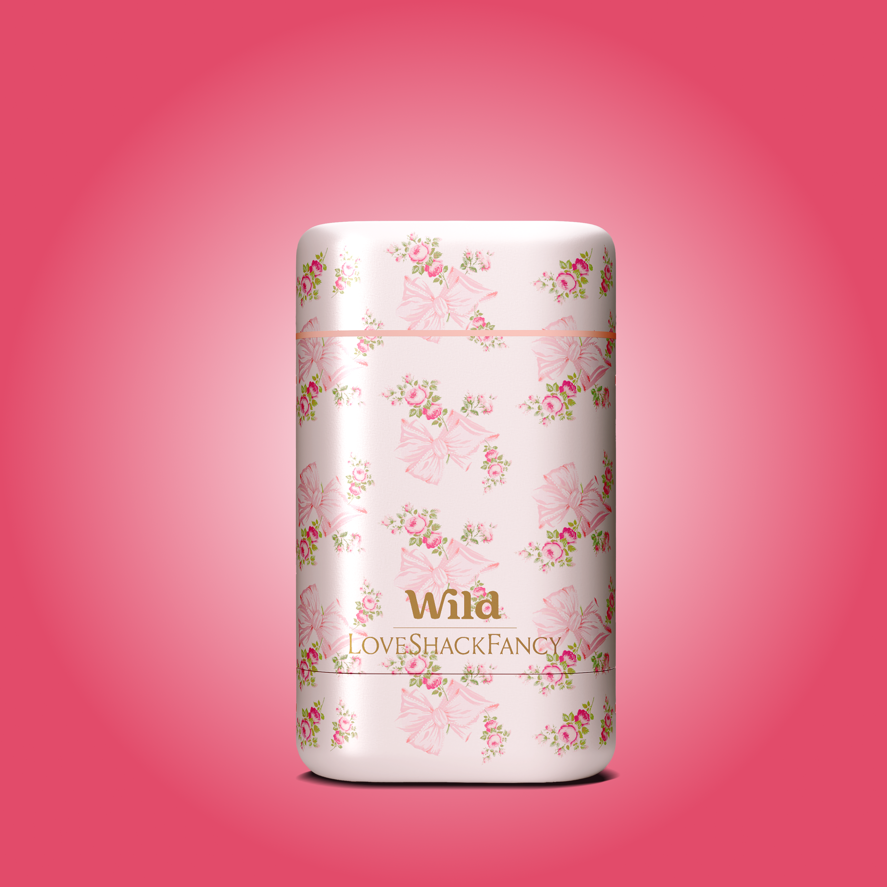 Caption: a white box with pink flowers on a pink background