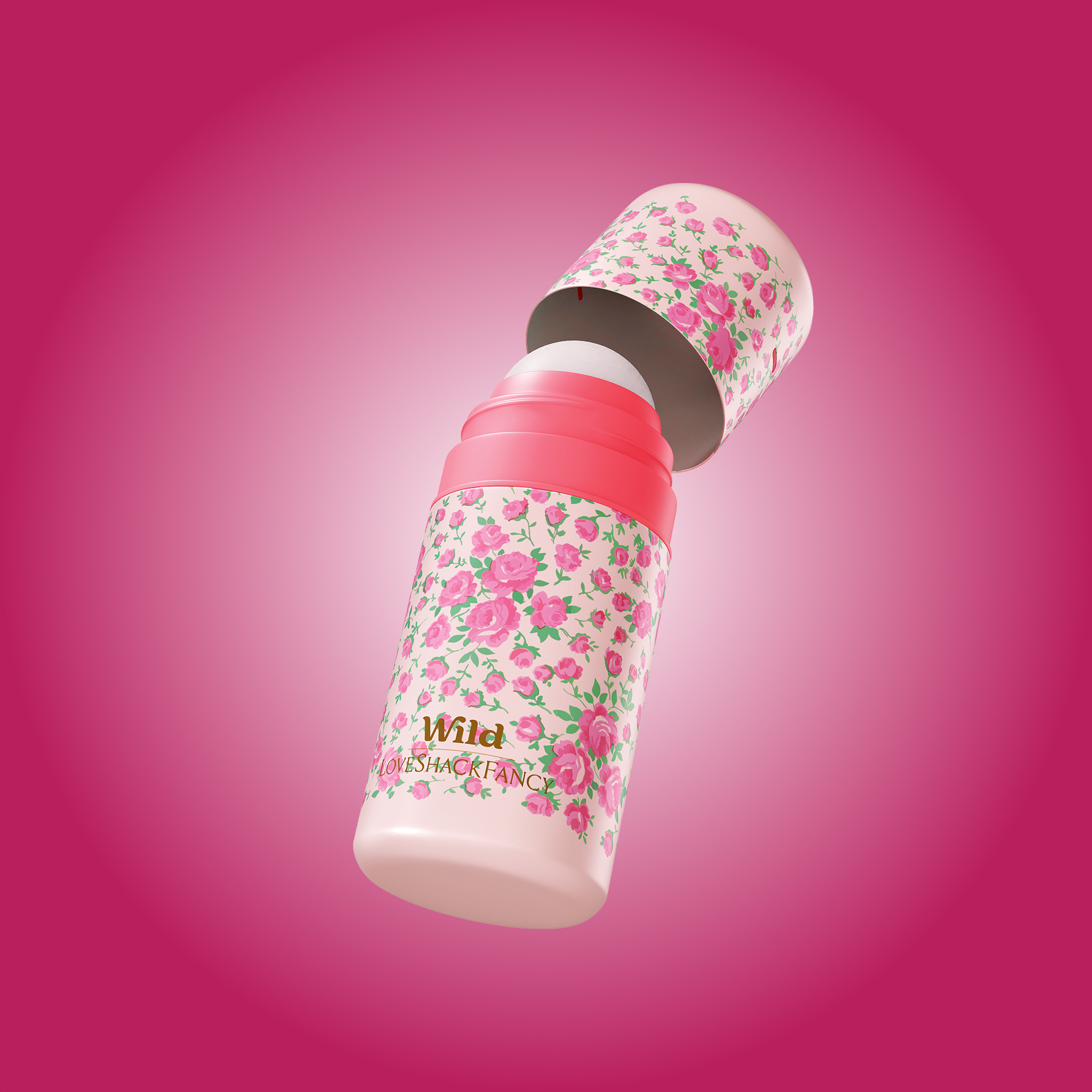 Caption: a pink and white cup with a flower pattern on it