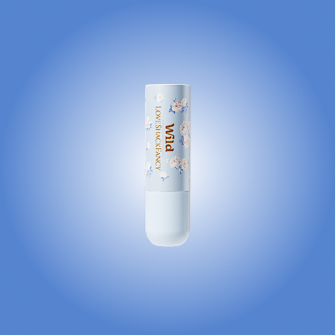 Caption: a tube of lip balm on a blue background