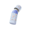 Caption: a blue and white bottle with flowers on it