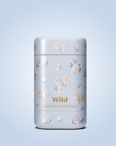 Caption: a can of wild loveshaciancy on a blue background