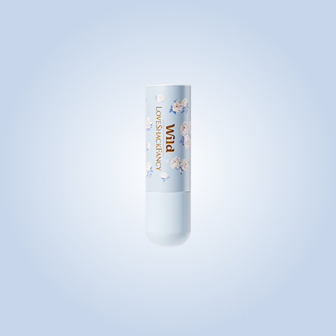 Caption: a tube of lip balm on a blue background