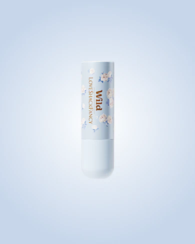 Caption: a tube of lip balm on a blue background
