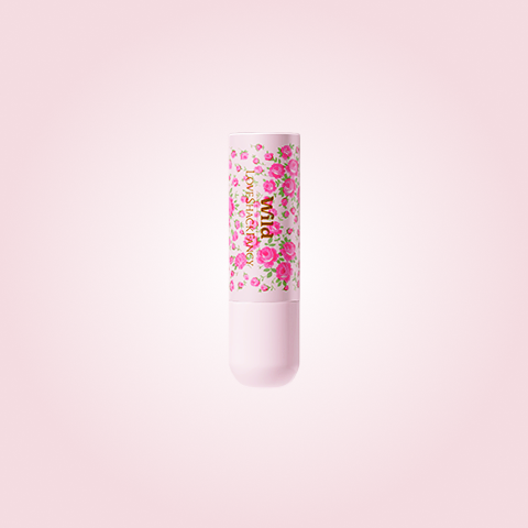 Caption: a tube of lip balm on a pink background